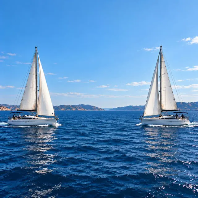 Due barche a vela che si incrociano